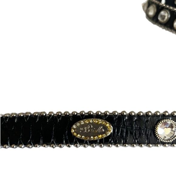 Brielle black belt with large rhinestones silver hardware SIZE M - Picture 8 of 9